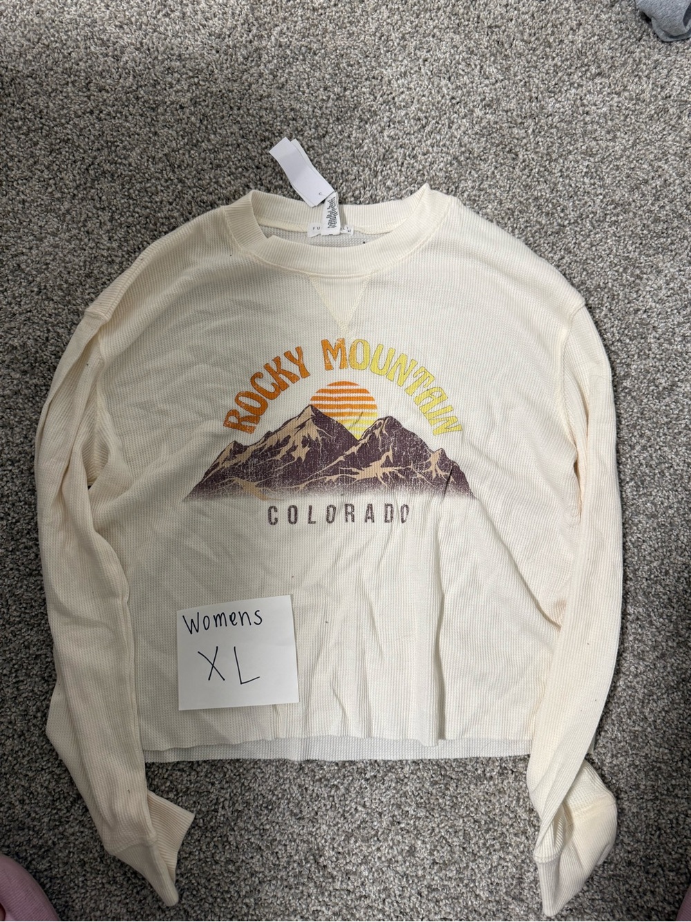 Tilly's Cream Long-Sleeve Waffle Knit Graphic Tee